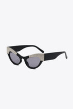 UV400 Rhinestone Trim Cat-Eye Sunglasses - Piña Colada