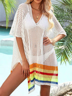 Crochet V-Neck Cover-Up Dress - Piña Colada