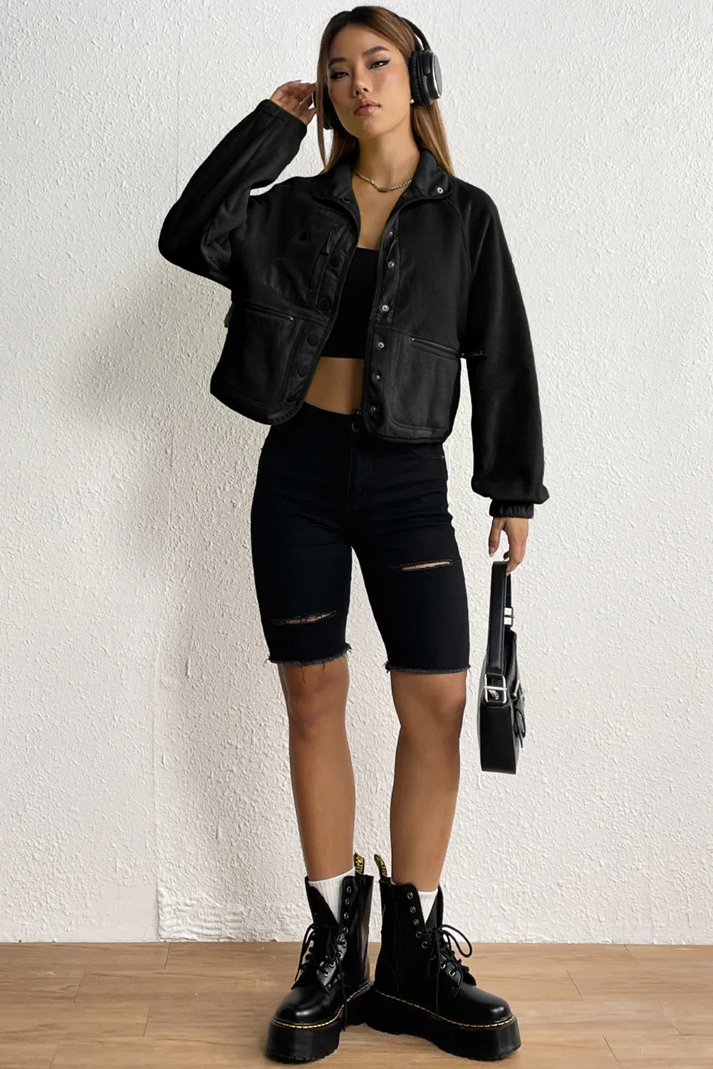 Snap Down Collared Jacket - Piña Colada