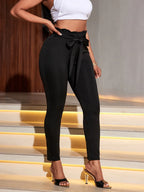 Tie Front Skinny Pants - Piña Colada