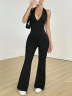 Halter Neck Flare Jumpsuit - Piña Colada