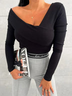 Asymmetrical Single Shoulder Long Sleeve T-Shirt - Piña Colada