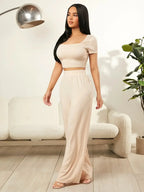 Square Neck Top and Pants Set - Piña Colada