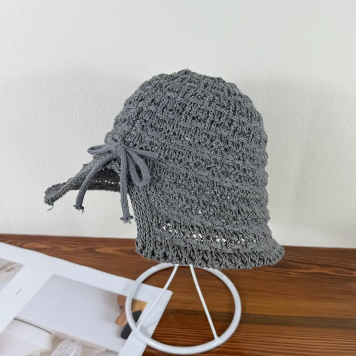 Crochet Bucket Hat with Drawstring - Piña Colada