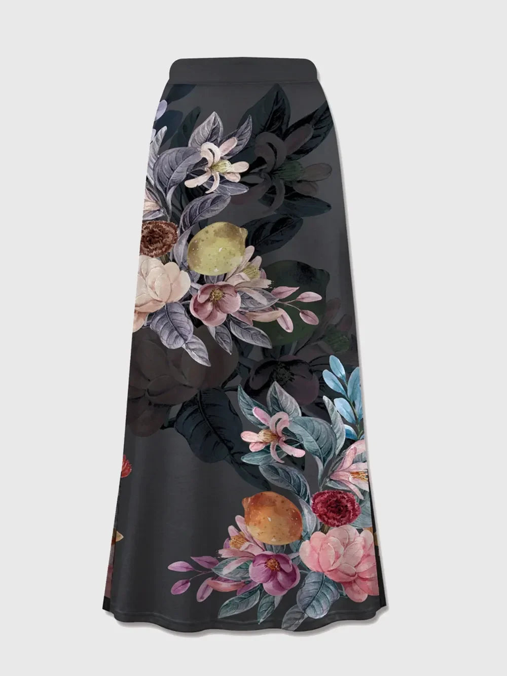 Printed Elastic Waist Midi Skirt - Piña Colada