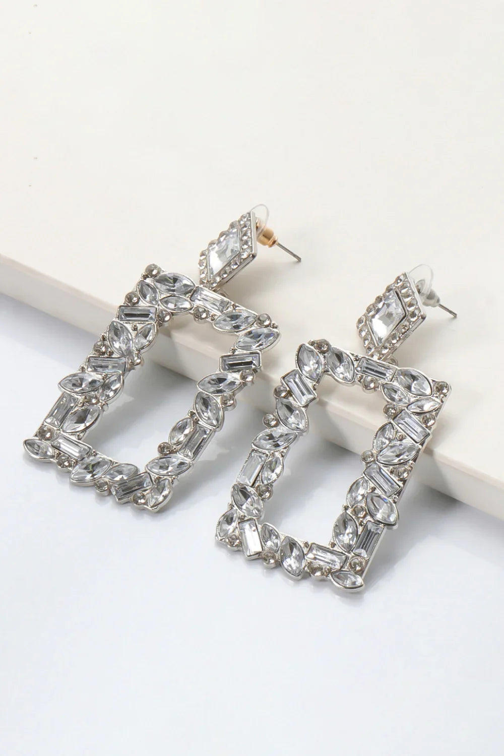 Square Shape Glass Stone Dangle Earrings - Piña Colada