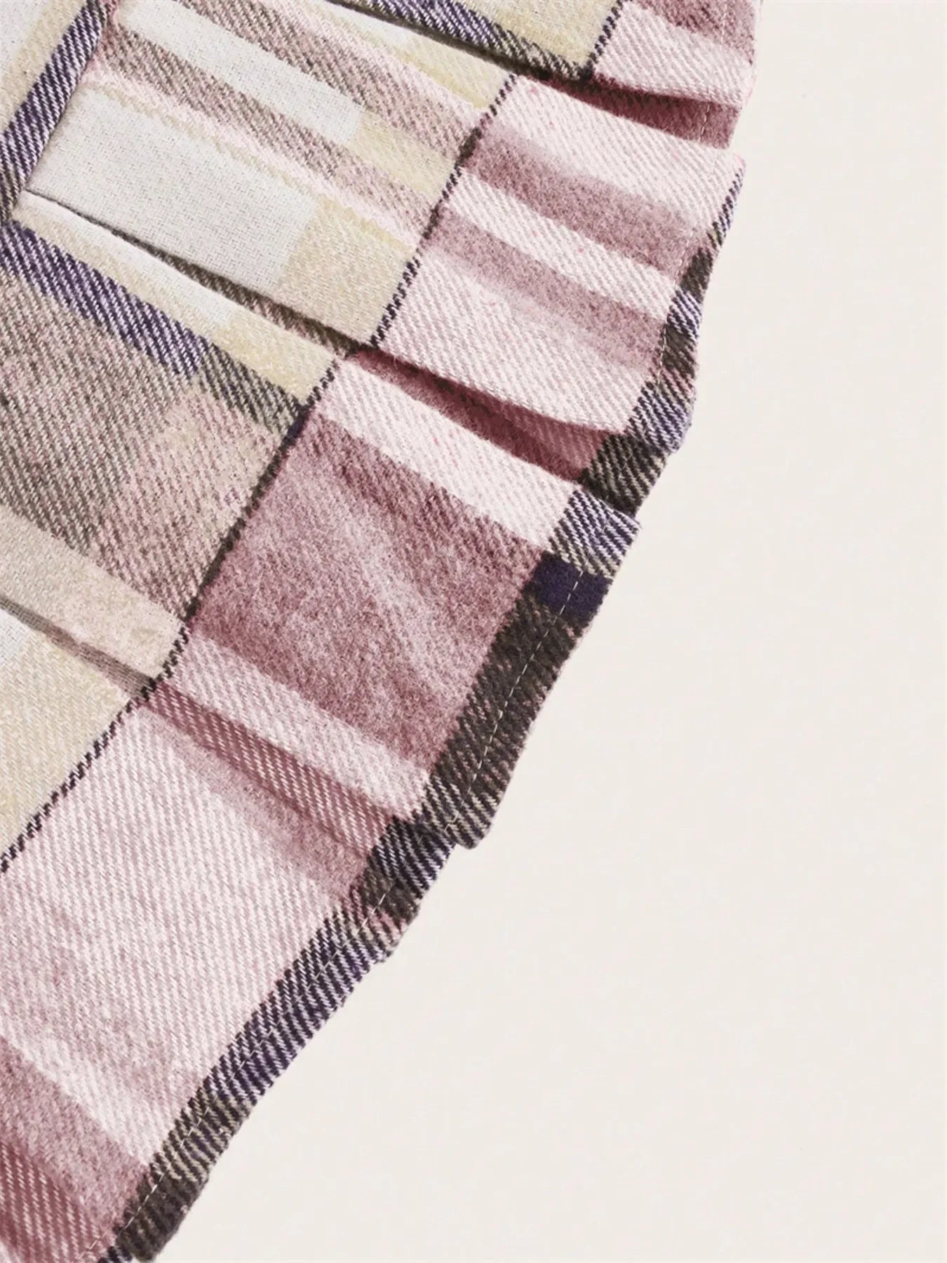 Pleated Plaid Mini Skirt - Piña Colada