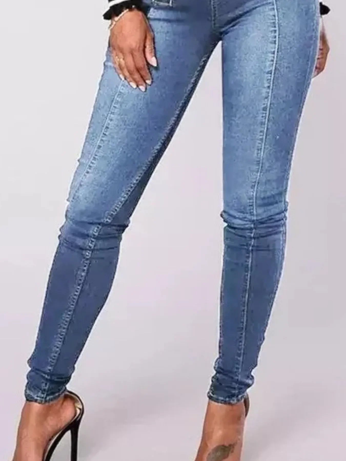 Full Size High-Waisted Double-Breasted Skinny Jeans Plus Size - Piña Colada
