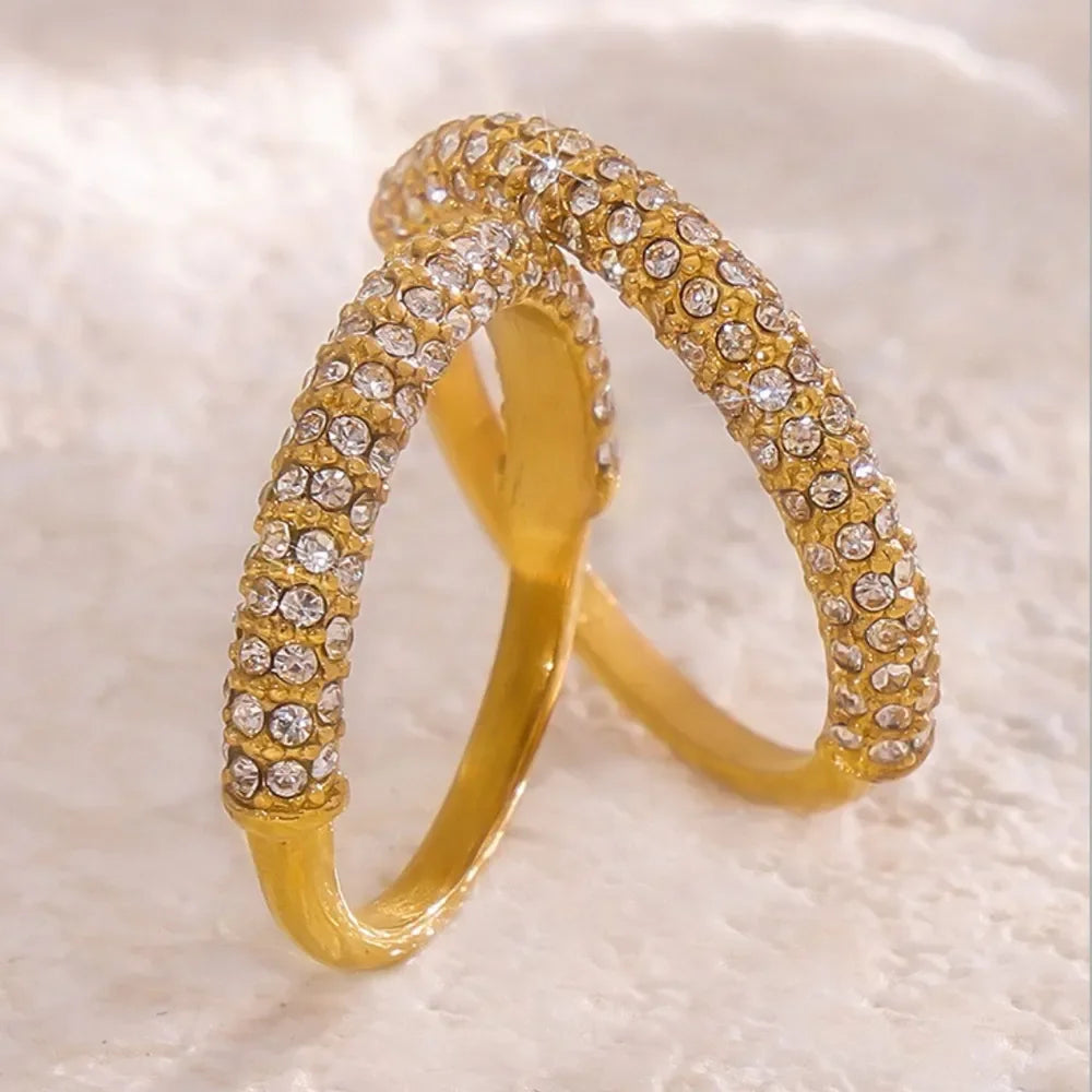 18K Gold-Plated Inlaid Zircon Ring - Piña Colada