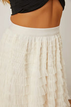 Ruched High Waist Tiered Skirt - Piña Colada