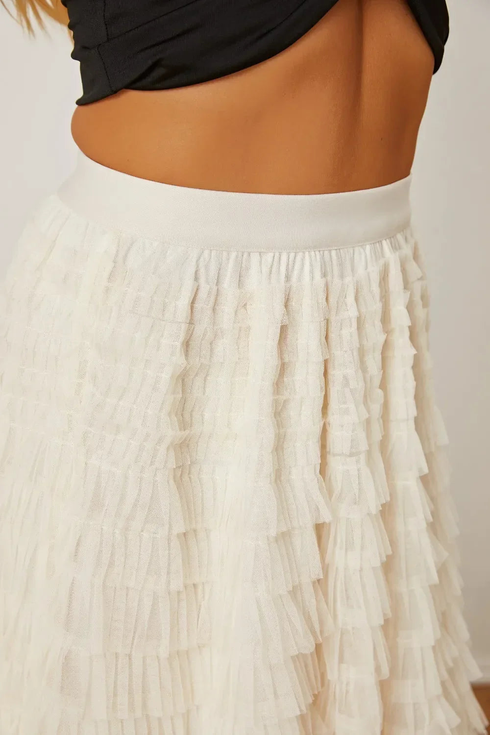 Ruched High Waist Tiered Skirt - Piña Colada
