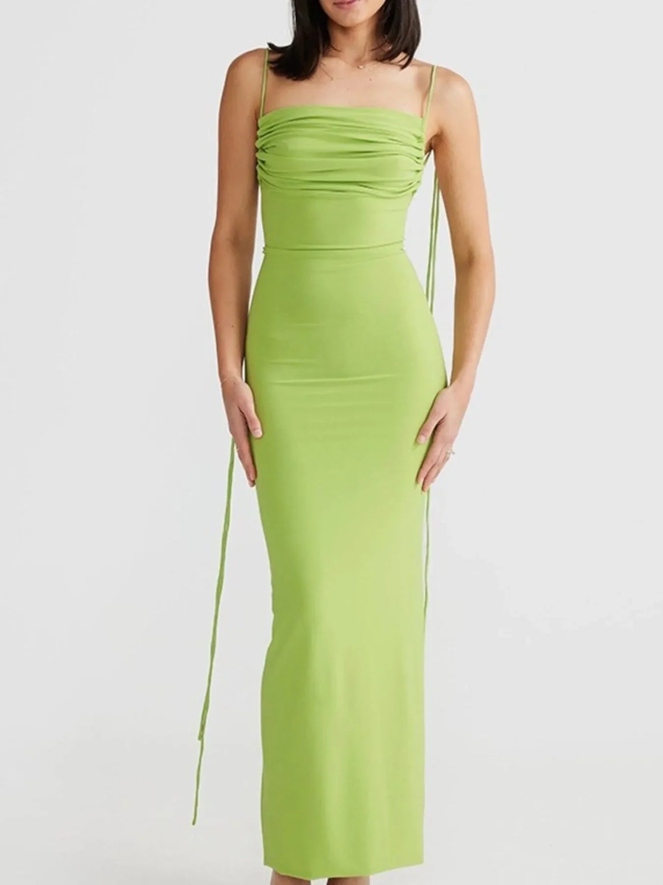 Backless Slit Sleeveless Bodycon Maxi Dress - Piña Colada