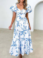 Off-Shoulder Floral Tiered Dress with Ruffle Details - Piña Colada