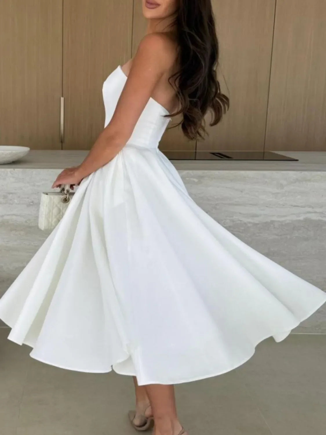 Solid Color Tube Midi Dress - Piña Colada