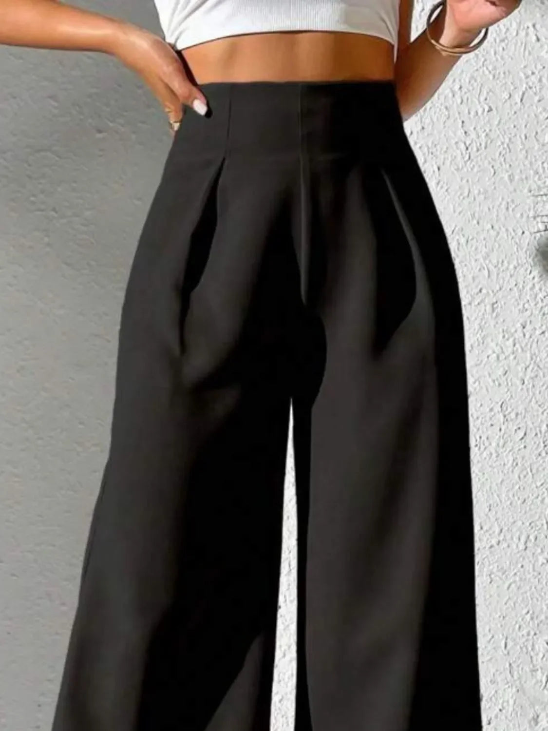 Wide Leg High Waist Pants - Piña Colada