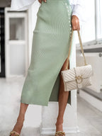 Slit Elastic Waist Skirt - Piña Colada