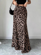Leopard Print High-Waisted Maxi Skirt - Piña Colada