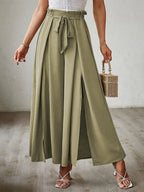 Tied Slit Wide Leg Pants - Piña Colada
