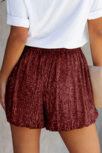Sequin Elastic Waist Shorts - Piña Colada