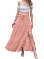 Full Size Slit Maxi Skirt Plus Size - Piña Colada