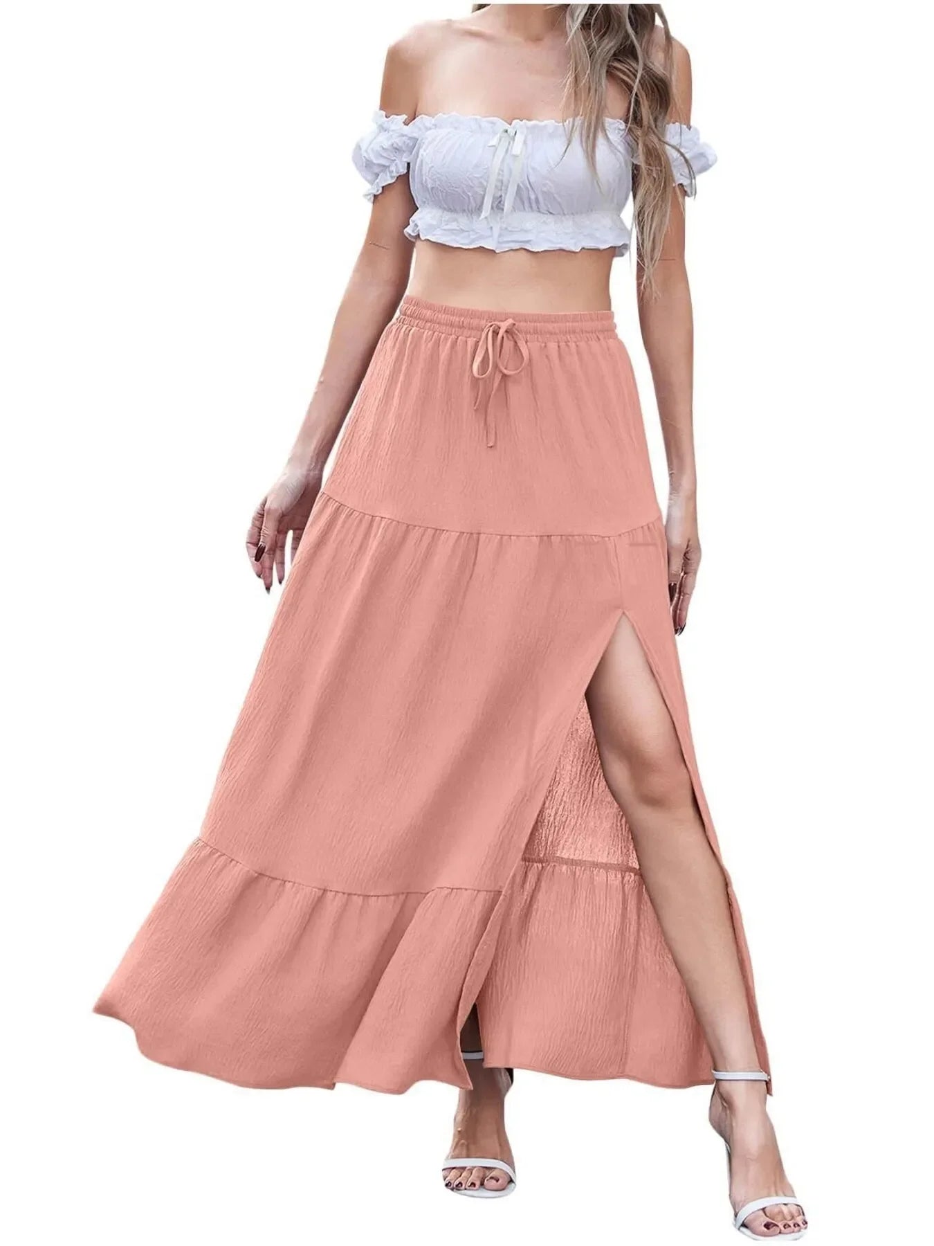 Full Size Slit Maxi Skirt Plus Size - Piña Colada