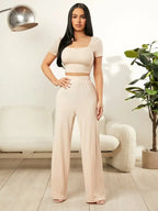 Square Neck Top and Pants Set - Piña Colada