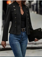 Decorative Button Open Front Long Sleeve Jacket - Piña Colada