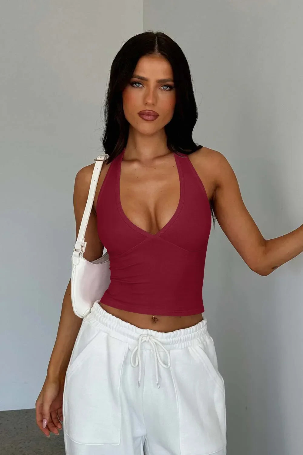 Lovelet Halter Neck Cropped Slim Cami - Piña Colada