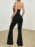 Halter Neck Flare Jumpsuit - Piña Colada