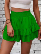 Ruffle Layered High Waist Casual Skort - Piña Colada