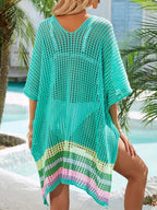 Crochet V-Neck Cover-Up Dress - Piña Colada