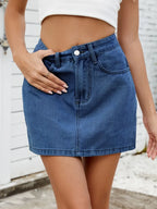 Solid Mini Denim Skirt - Piña Colada
