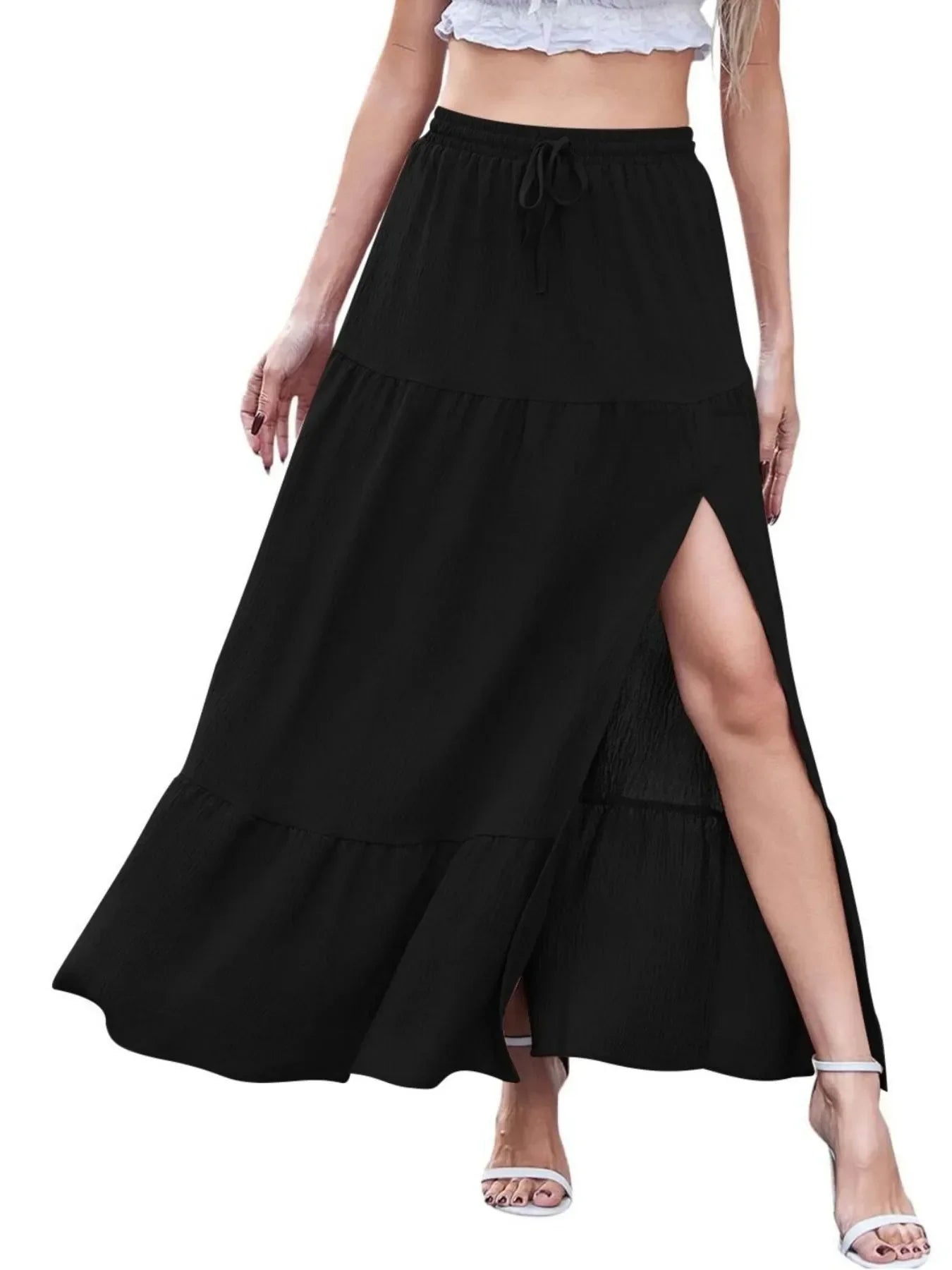 Full Size Slit Maxi Skirt Plus Size - Piña Colada