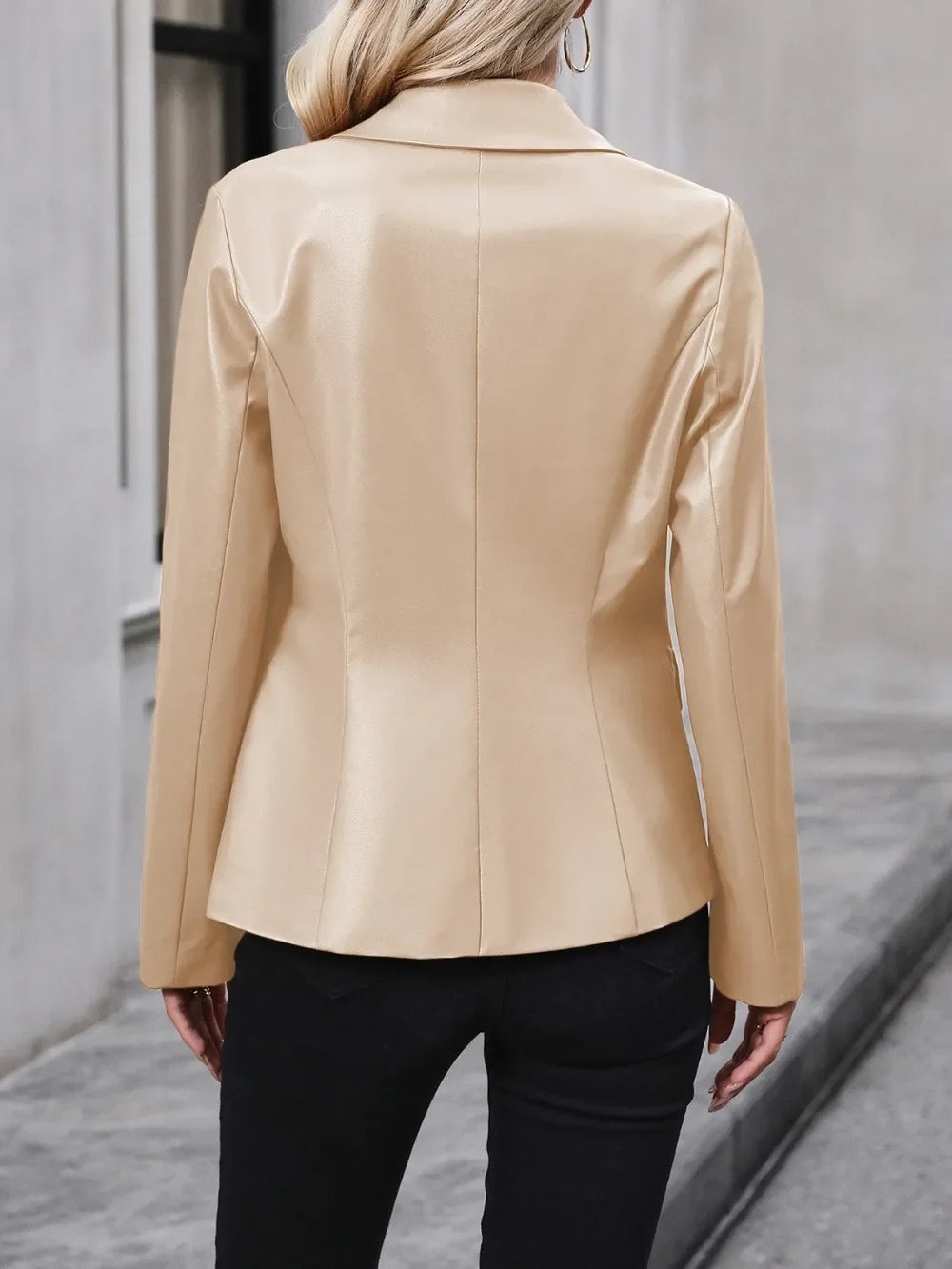 Ivy Lane Button Up Collared Neck Blazer - Piña Colada