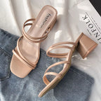 Open Toe Block Heels Sandals - Piña Colada