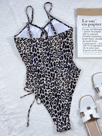 Leopard Cutout Tied One-Piece Swimsuit - Piña Colada
