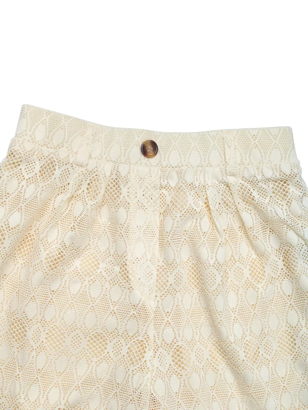 Decorative Button Wide Leg Pants - Piña Colada
