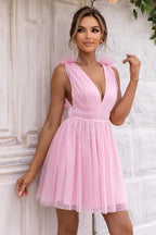 Open Back Sleeveless Mesh Dress - Piña Colada