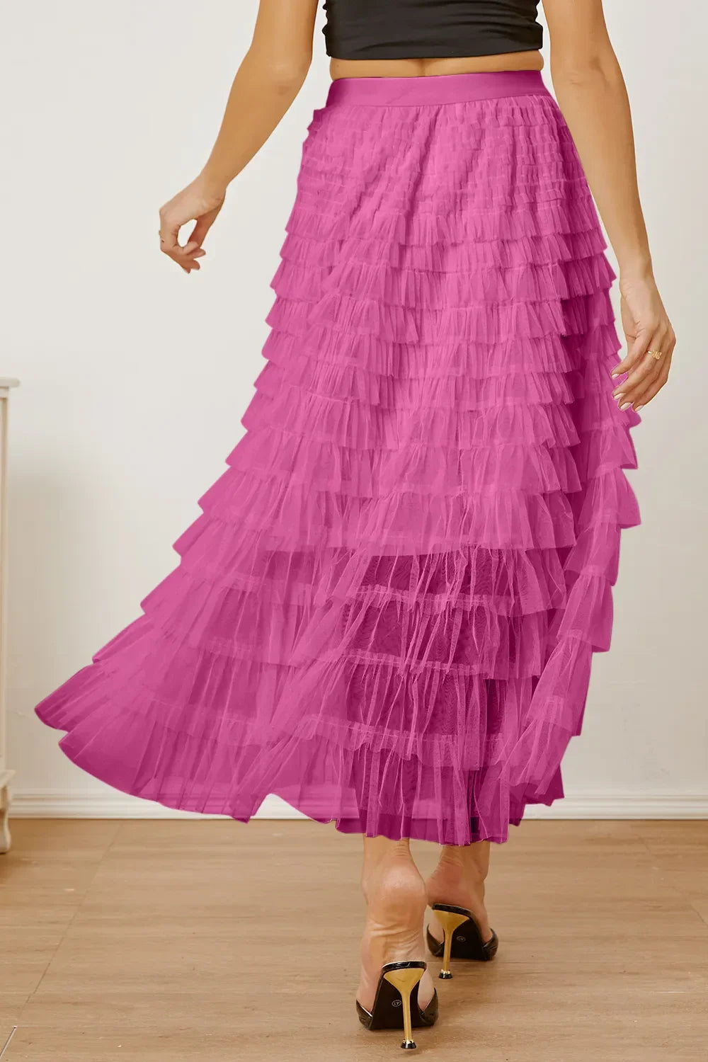 Ruched High Waist Tiered Skirt - Piña Colada