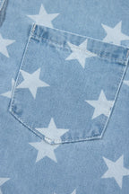 Star Collared Neck Denim Jacket - Piña Colada