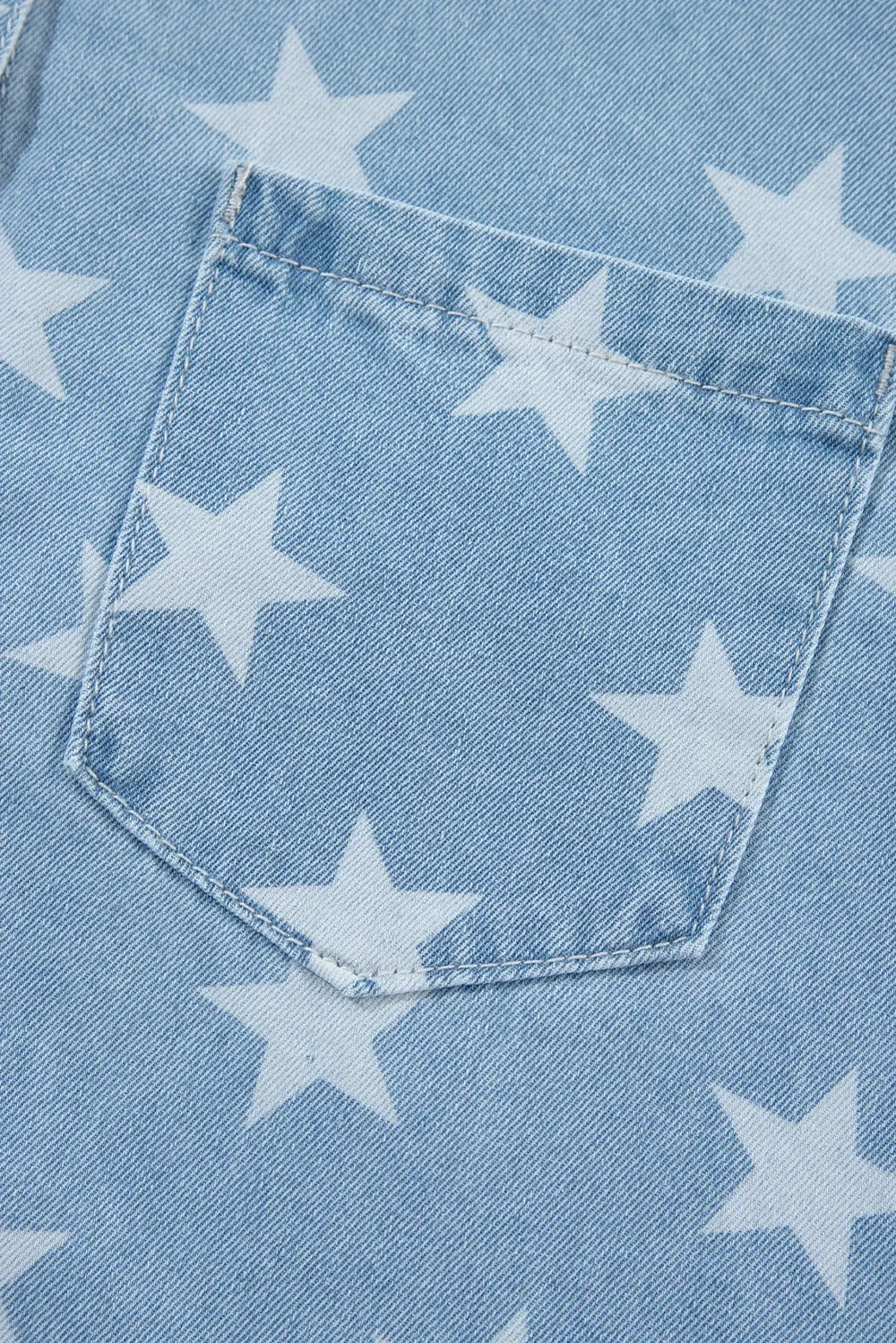 Star Collared Neck Denim Jacket - Piña Colada