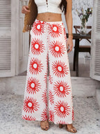 Devine Drawstring Printed Wide Leg Pants - Piña Colada