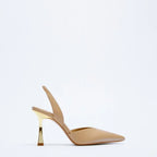 PU Leather Point Toe Stiletto Heel Pumps - Piña Colada