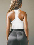 Cutout Ribbed Tank Top - Piña Colada