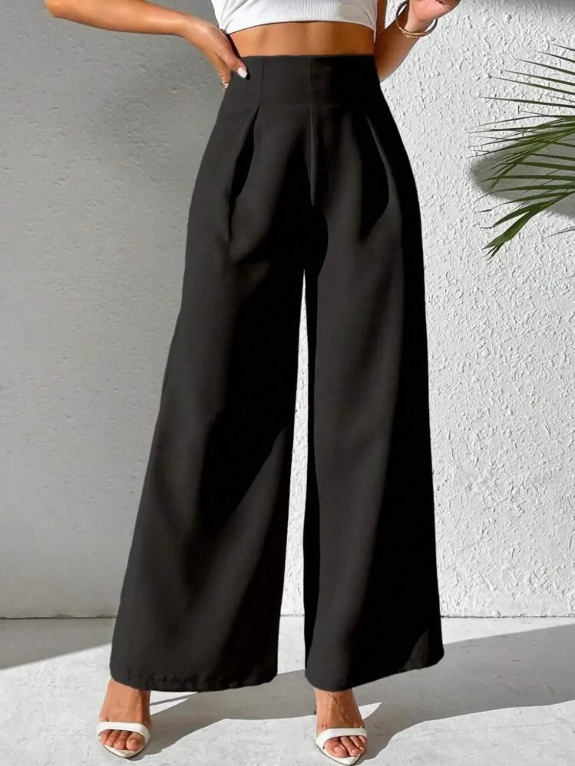 Wide Leg High Waist Pants - Piña Colada