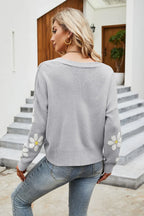 Flower Pattern Button Front Cardigan - Piña Colada