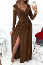 Slit Surplice Long Sleeve Maxi Dress - Piña Colada