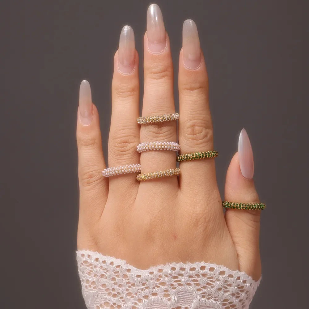 18K Gold-Plated Inlaid Zircon Ring - Piña Colada