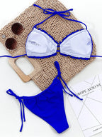 Frill Trill Halter Neck Bikini Set - Piña Colada
