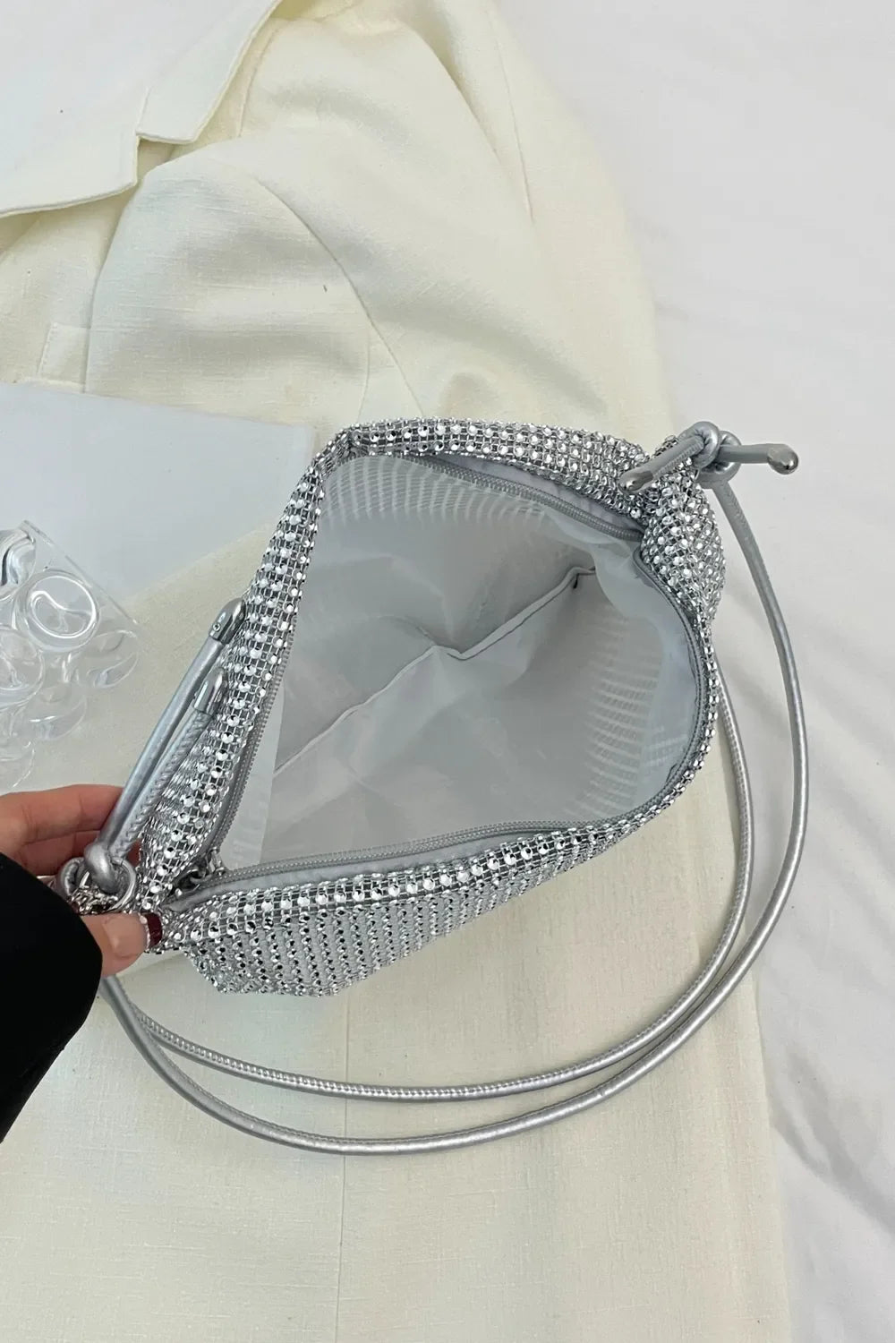 Rhinestone Knotted Strap Crossbody Bag - Piña Colada